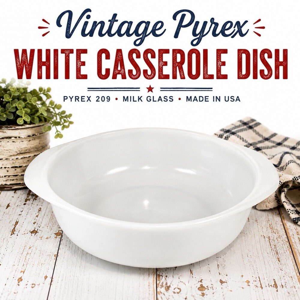 Vintage Pyrex White Milk Glass Round 1 1/2qt Casserole Dish #023 Baking NO LID